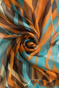 Vibrant Zigzag Print Chiffon Scarf