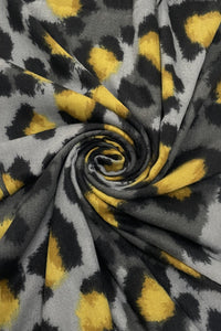 Contrast Leopard Print Soft Wool Tassel Scarf
