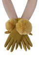 Faux Fur Pom Pom Touch Screen Gloves