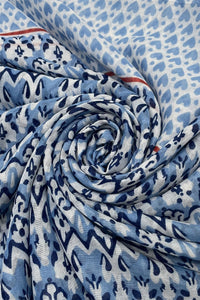 Decorative Heart Print Scarf With Tassel Border