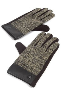 Tweed Snap Button Men Gloves - Fashion Scarf World
