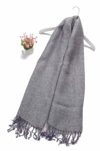 Plain Tassel Linen Scarf - Fashion Scarf World