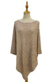 Plain Wool Knit Poncho With Pearl Detailing