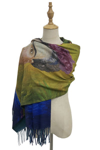 Frida Kahlo & Parrot Art Print Tassel Scarf