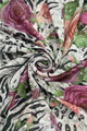 Rose Flower & Animal Print Frayed Scarf