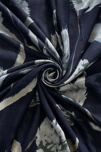 Large Thistle Flowers Print Scarf with Frayed Edge