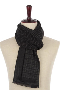 Dot, Tartan & Hounds - tooth Print Frayed Men Scarf - Fashion Scarf World