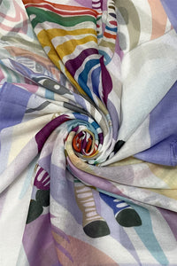 Colourful Zebra Print Scarf with Border and Frayed Edge