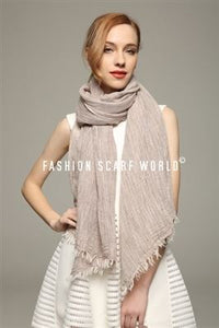 Casual Plain Frayed Linen Scarf - Fashion Scarf World