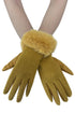 Faux Fur Trim Touch Screen Gloves