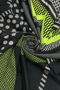 Geo Print Polka Dot Frayed Scarf