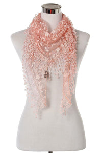 Glitter Flower Triangle Tassel Scarf - Fashion Scarf World