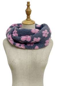 Faux Fur Shearling Flower Print Snood