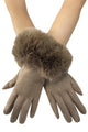 Faux Fur Trim Suede Touchscreen Gloves