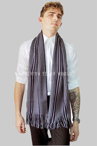 Vertical Stripe Knitted Tassel Unisex Scarf - Fashion Scarf World