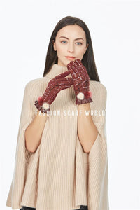 Donegal Boucle Real Fur Mix Pom Pom Gloves - Fashion Scarf World
