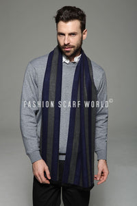 Wide Stripe Print Frayed Men Scarf - Fashion Scarf World