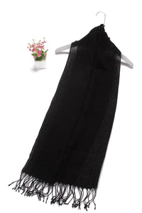Versatile Classic Plain Tassel Linen Scarf - Fashion Scarf World