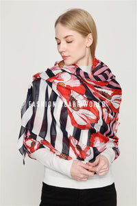 Poppy & Stripe Printed Scarf - Fashion Scarf World
