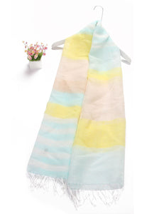 Fun Multi-Coloured Stripe Tassel Linen Scarf - Fashion Scarf World