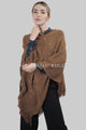 Arrow Knit & Pearl Tassel Poncho - Fashion Scarf World