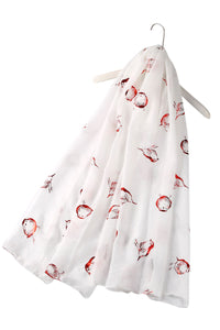 Robin Bird Foiled Print Scarf - Fashion Scarf World