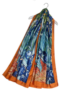 Van Gogh Irises Art Impressionist Print Silk Scarf