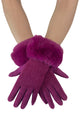 Faux Fur Trim Touch Screen Gloves