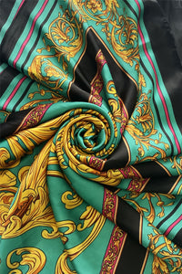 Traditional Floral Border Print Silk Scarf