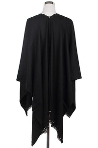 Pearl Bead Border Poncho Wrap - Fashion Scarf World