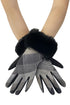 Faux Fur Trim Tartan Touchscreen Suede Gloves