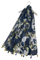 Vintage Hibiscus Flower Print Tassel Scarf