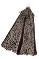 Speckle Leopard Print Scarf with Border and Frayed Edge