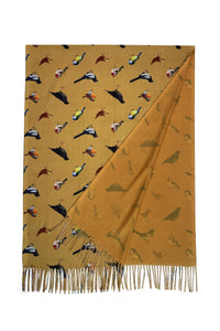 British Wildlife Birds Print Tassel Scarf
