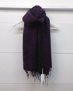 Plain Colour Wool Tassel Scarf - Purple