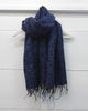 Plain Colour Wool Tassel Scarf - Navy Blue
