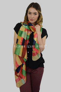 Block Colour Patchwork Silk Scarf - Fashion Scarf World