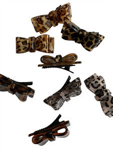 Clearance Leopard Bow Hair Clips (Pack of 12) - Assorted