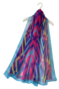 Vibrant Zigzag Print Chiffon Scarf