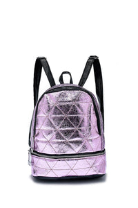 Metallic Foil & Safety Pin Zip Backpack - Fashion Scarf World