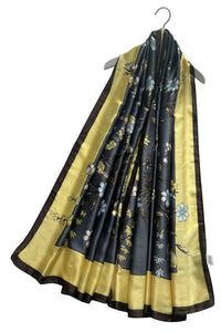 Butterfly and Branches Print Silk Scarf