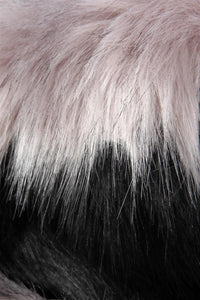Two Tone Long Faux Fur Collar - Light Grey