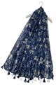Boho Scattered Daisy Floral Print Tassel Scarf