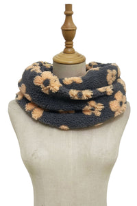 Faux Fur Shearling Flower Print Snood