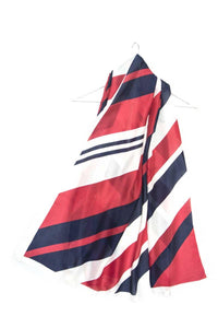Diagonal Sailor Stripe Print Silk Scarf - Fashion Scarf World
