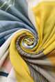 60s Abstract Flowers Print Scarf with Frayed Edge