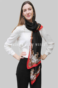 Handbag & Belt Print Silk Scarf - Fashion Scarf World