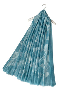 Layered Flowers Print Scarf with Frayed Edge