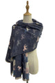 Horse Print With Reversible Stripe Frayed Scarf