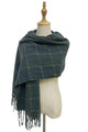 Woven Textured Check Blanket Tassel Scarf